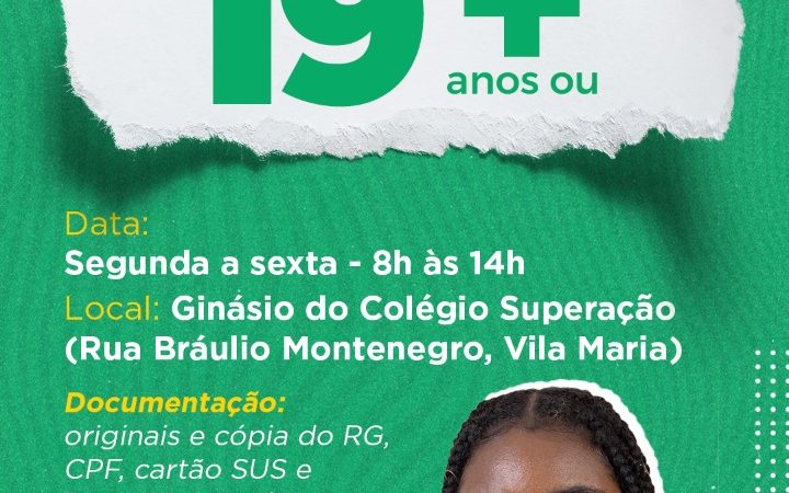 Palmeira inicia vacinação de pessoas na faixa etária dos 19 anos