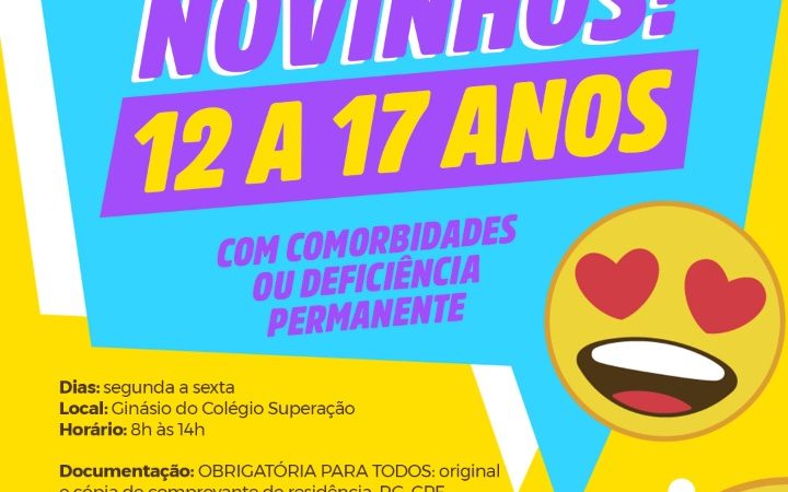 Palmeira inicia vacinação de adolescentes de 12 a 17 anos, com comorbidades