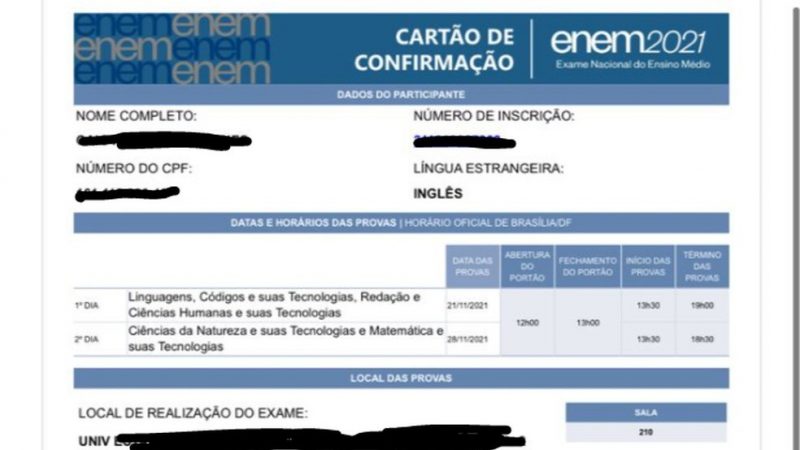 Enem 2021: cartão de confirmação com local da prova é liberado