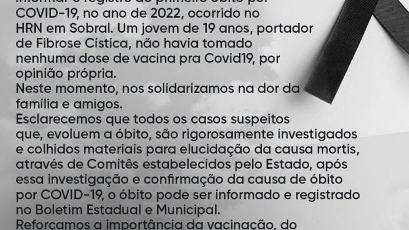 Jovem que recusou vacina morre de Covid no Ceará: ‘Não havia tomado nenhuma dose, por opinião própria’