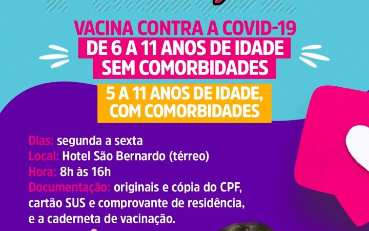 Prefeitura de Palmeira inicia vacinação de crianças de 6 a 11 anos sem comorbidades