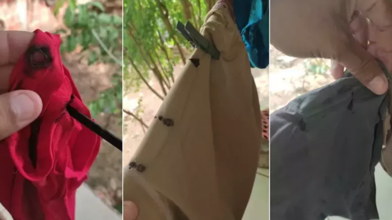 Raio queima cuecas estendidas em fio usado como varal durante temporal no Ceará: ‘Não sobrou uma’