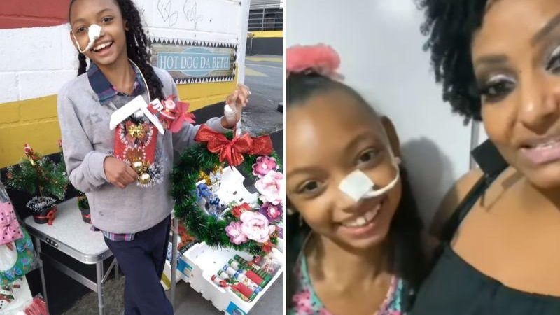 Garotinha com paralisia monta barraca de artesanatos para ajudar mãe e comove web