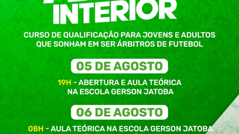 Prefeitura de Palmeira dos Índios vai ofertar curso de arbitragem de futebol de campo