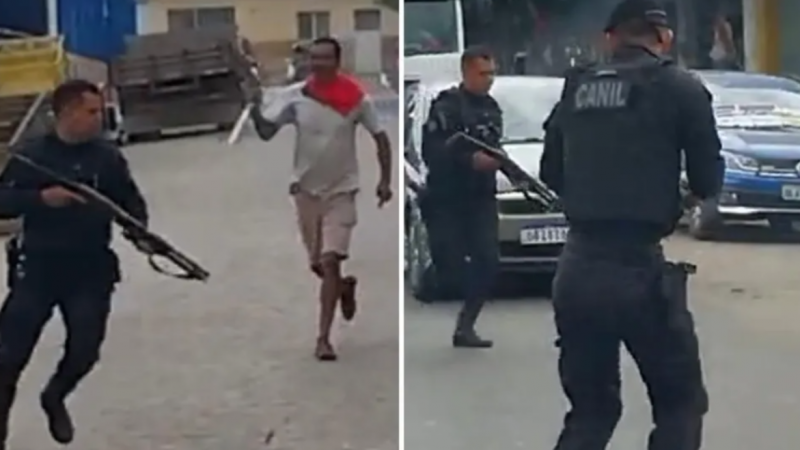 Homem armado com faca persegue policiais em Arapiraca