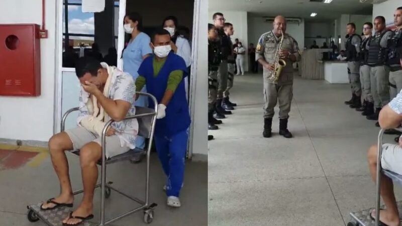 PM que foi atropelado em Arapiraca tem alta de hospital e recebe homenagem de colegas