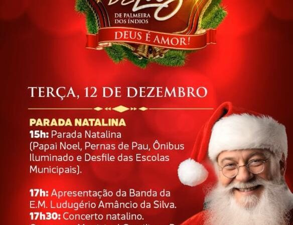 Parada Natalina de Palmeira acontece nesta terça (12); papai Noel também desfila pelas ruas da cidade