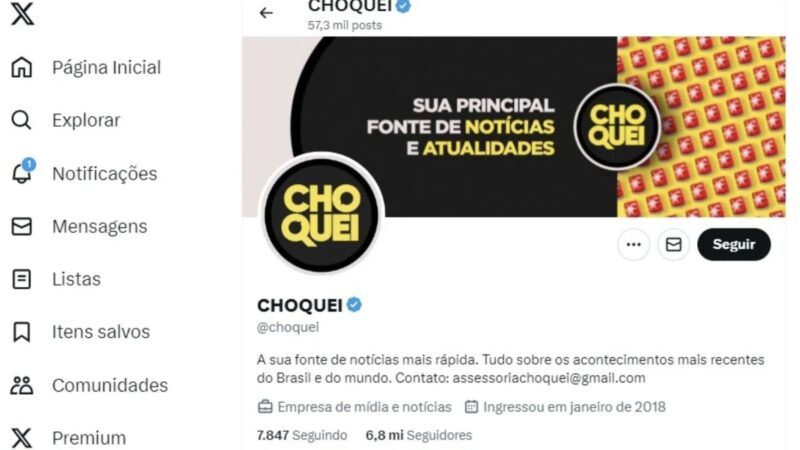 Choquei para de postar após acusação de fake news