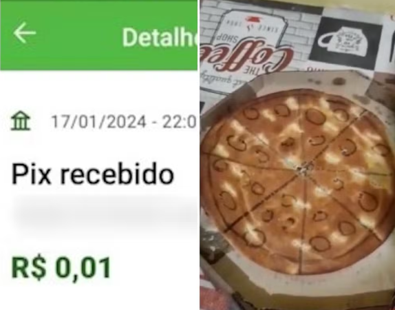 Pizzaria entrega pizza de papelão a cliente que fez Pix de um centavo