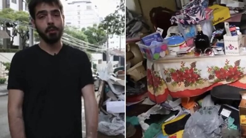 Herdeiro de Faustão, João Silva faxina casa de idosa acumuladora