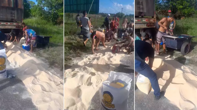 Falha em carreta causa derramamento de carga de açúcar na AL-101 Sul