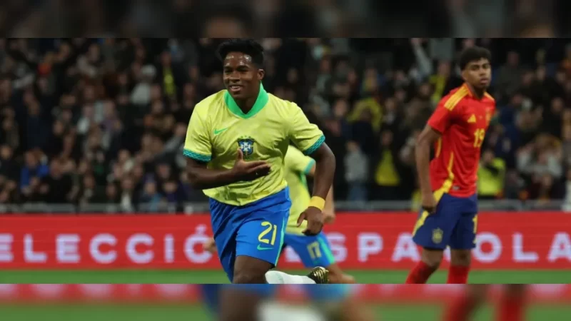 Endrick brilha no Bernabéu, e Brasil arranca empate da Espanha nos acréscimos