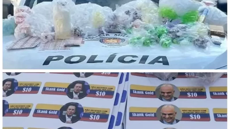 PM apreende drogas embaladas com imagens de Moraes e Elon Musk