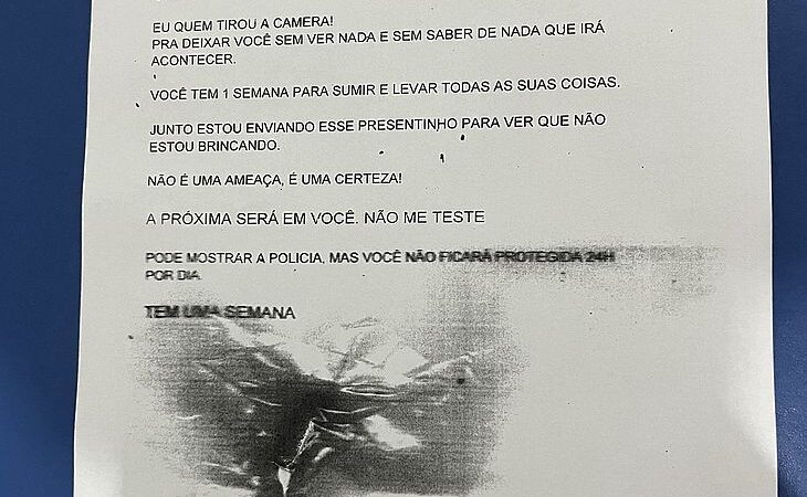 Suspeito envia bilhete ameaçador com munição de pistola para mulher e é identificado pela Polícia