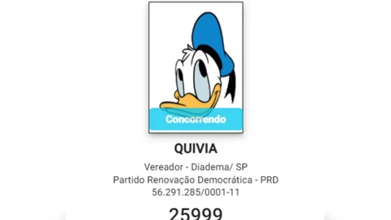 Eleições 2024: candidata é registrada com foto do Pato Donald