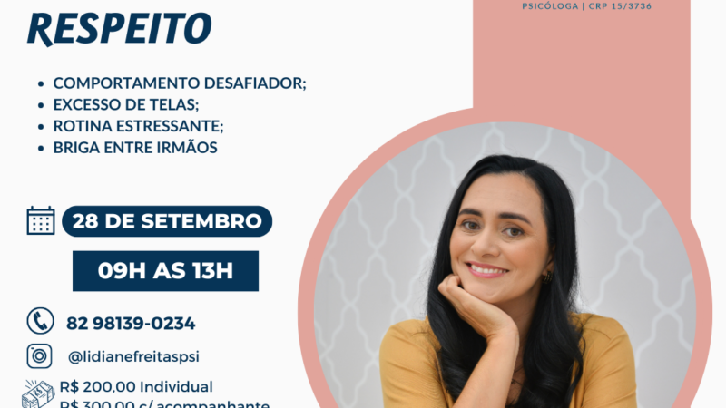 Workshop orientará pais sobre como educar com respeito