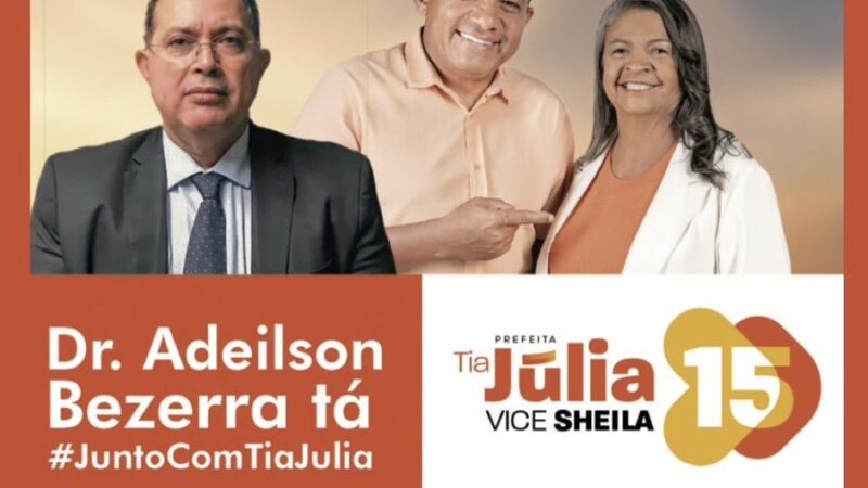 Advogado Adeilson Bezerra reafirma apoio à candidatura de tia Julia, em Palmeira dos Índios