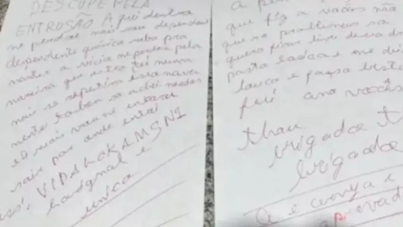 “Amo vocês”, diz ladrão em bilhete após furtar estabelecimentos