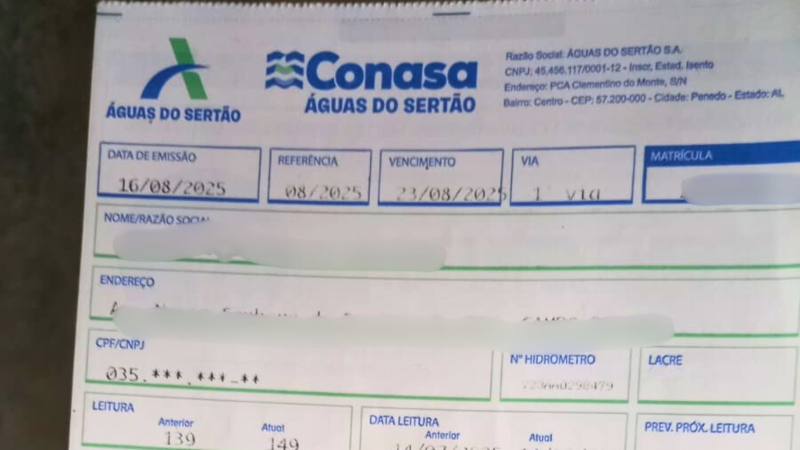 Águas do Sertão aplicará reajuste de 7,12% nas tarifas de água e esgoto em dezembro