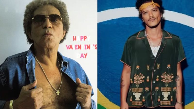 Bruno Mars usa foto de Reginaldo Rossi para celebrar Valentine’s Day e web reage: “São idênticos”