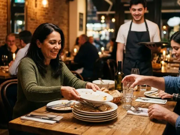 O que significa quando alguém junta os pratos para ajudar o garçom, segundo a psicologia
